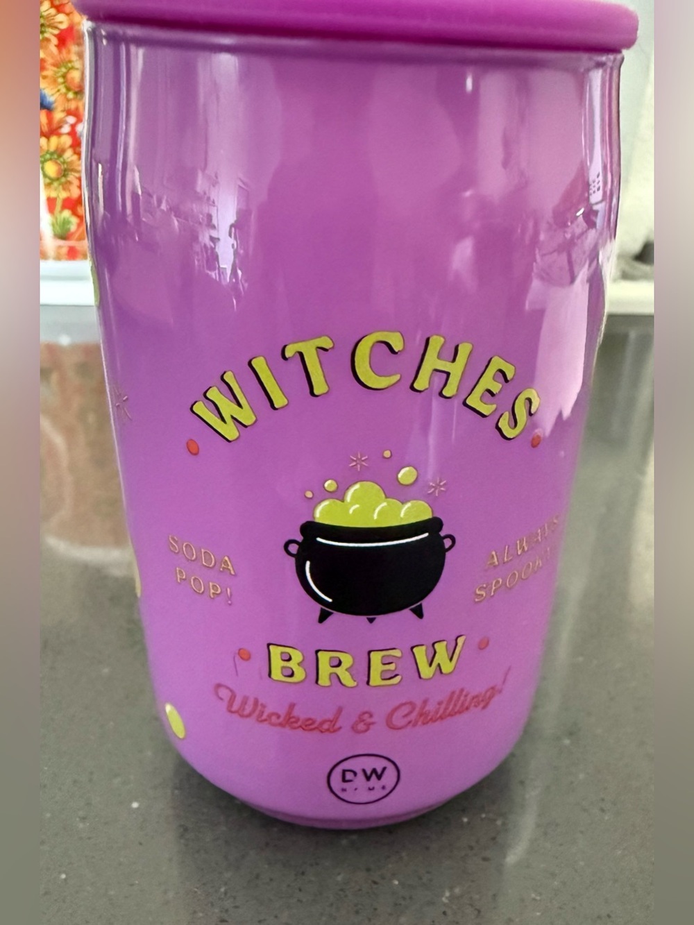 DW Home Purple "Witches Brew" Decorative Canister And Candle